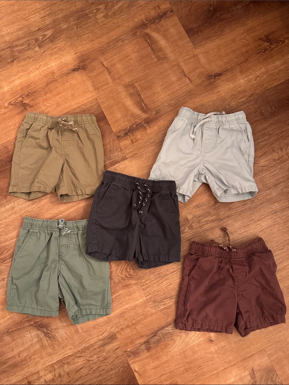 Cat & Jack Boys' Casual Shorts Pack - Olive, Light Blue, Navy, Sage, Brown